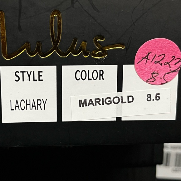 Lulus Women's Satin Pearl Strappy Heeled Sandals Party Marigold Shoes Size 8.5 - Picture 6 of 7